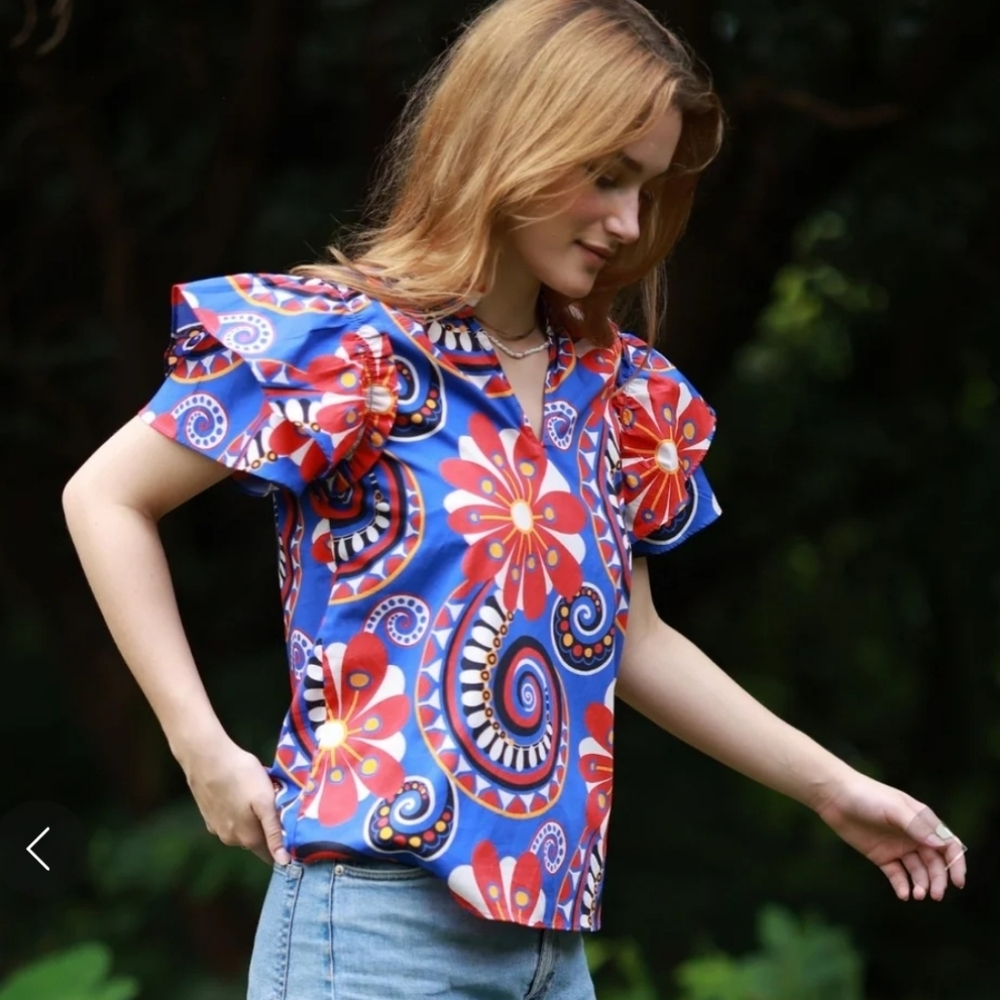 Maude Vivante Wren extra small blouse in tribal, New with tags